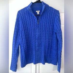 L.L. Bean Women’s Cable-Knit Quarter-Zip Sweater - Blue